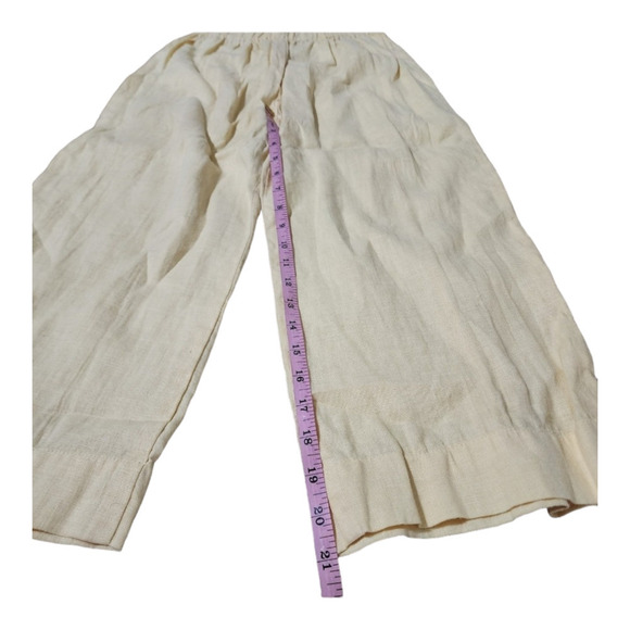 Morning view mesa linen pant in yellow wide leg flowy ankle crop high waisted - Picture 9 of 10